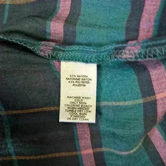 Loft Blouse Plaid Bell Sleeve Pullover V-Neck Small Preppy Girl - Picture 5 of 6